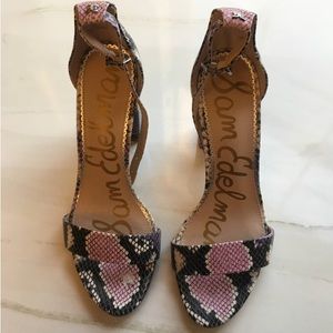 Sam Edelman Womens Heels Leather Snakeskin Open Toe Pump Size 9